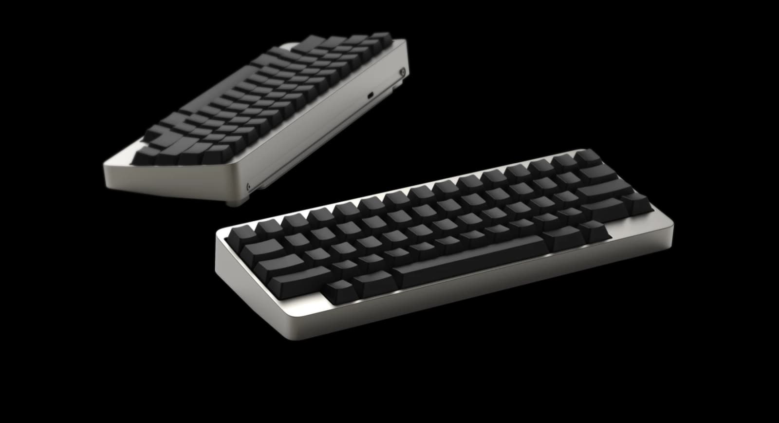 Two HHKB Professional Elite keyboards with aluminum cases and black keycaps, in PFU’s official product image.