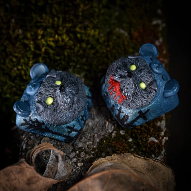 Church the Cat and Bloody Church the Cat Catjams artisan keycaps.